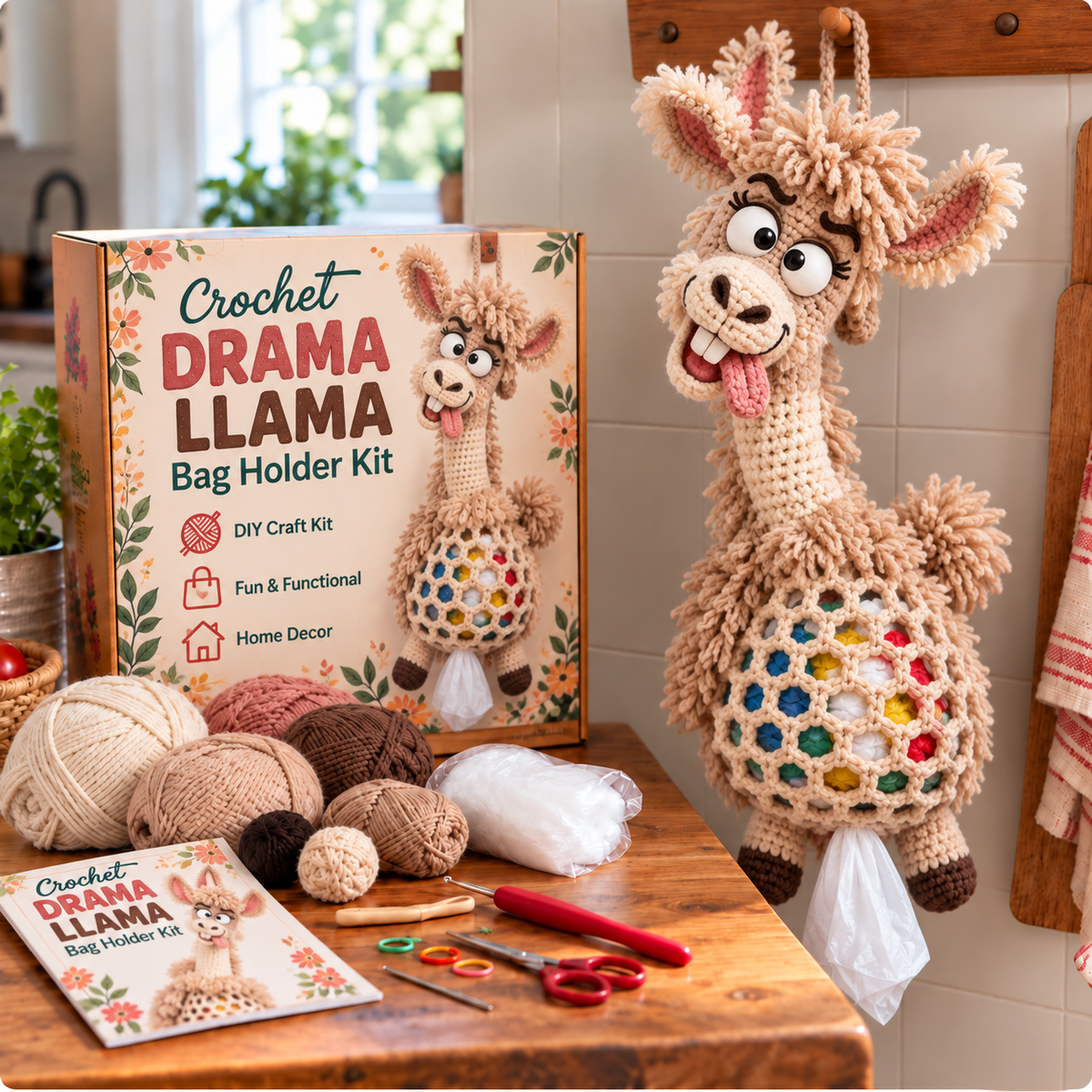 🔥LAST DAY 49% OFF – 🌼 Cottage Harvest Keepers™ — Crochet Animal Bag Holder DIY Kit | 13 Adorable Designs
