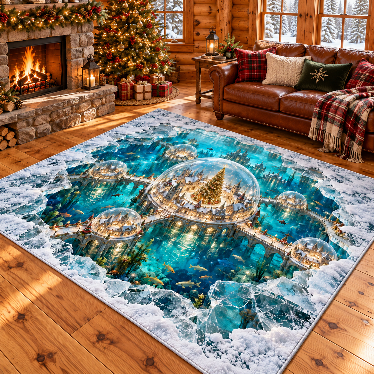 🔥3D Optical Illusion Christmas Rug – Enchanted Underwater Kingdom - product image 8