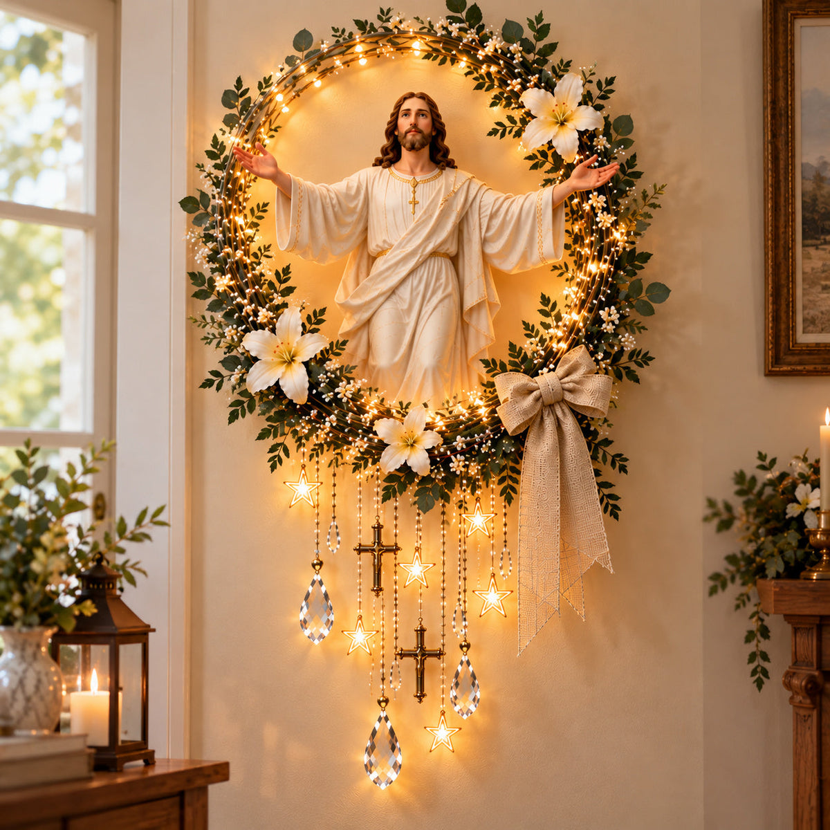 ✝️ Light of His Love– Illuminated Jesus Wall Hanging