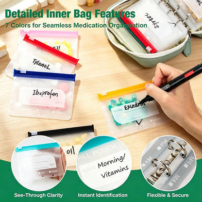 💊A8 Waterproof Pill Pouch Set – 7 to 14 Days of Meds & Vitamins💧Waterproof & Crush-Resistant Shell