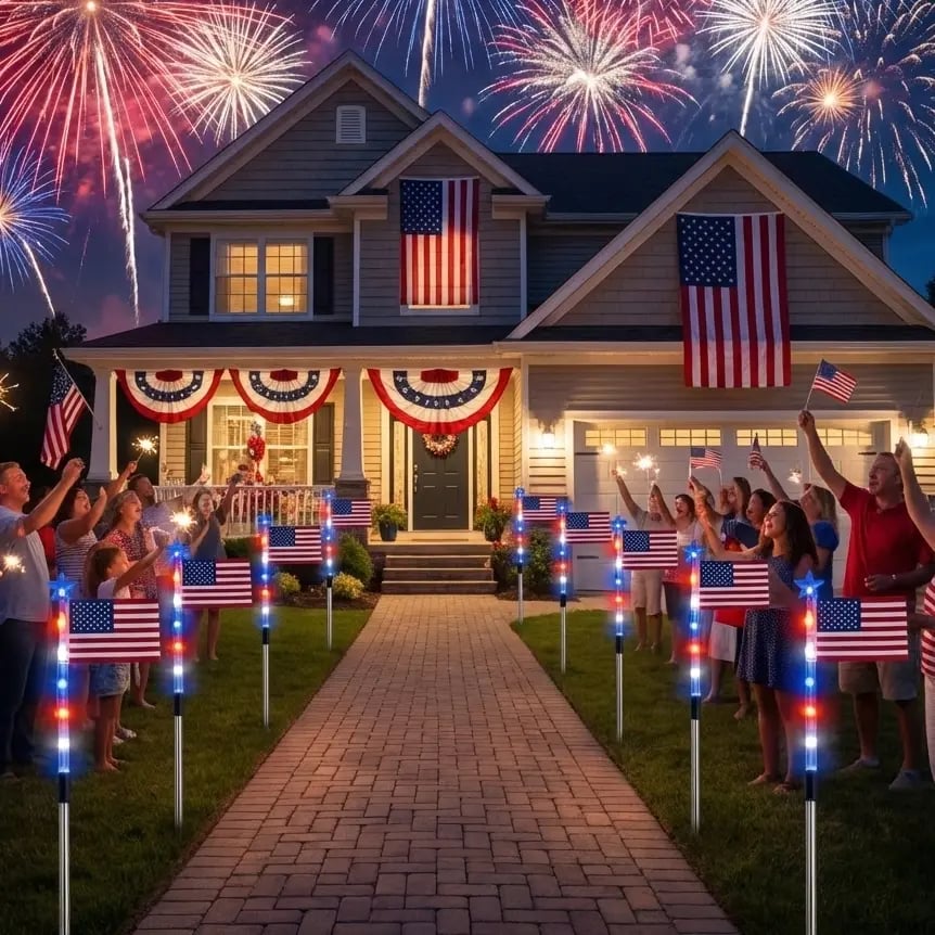 🏆🏆Flash Sale-49% OFF⚡ 50K+ SOLD! 3 x 6 Ft LED Patriotic Bunting Banner for America’s 250th
