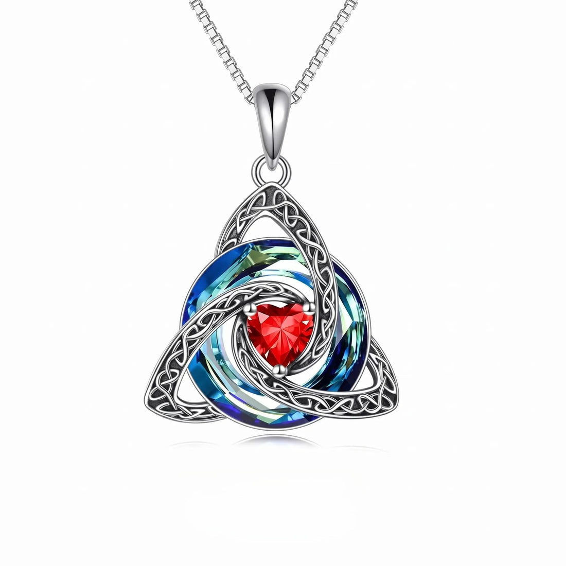 Celtic Trinity Knot necklace with heart birthstone