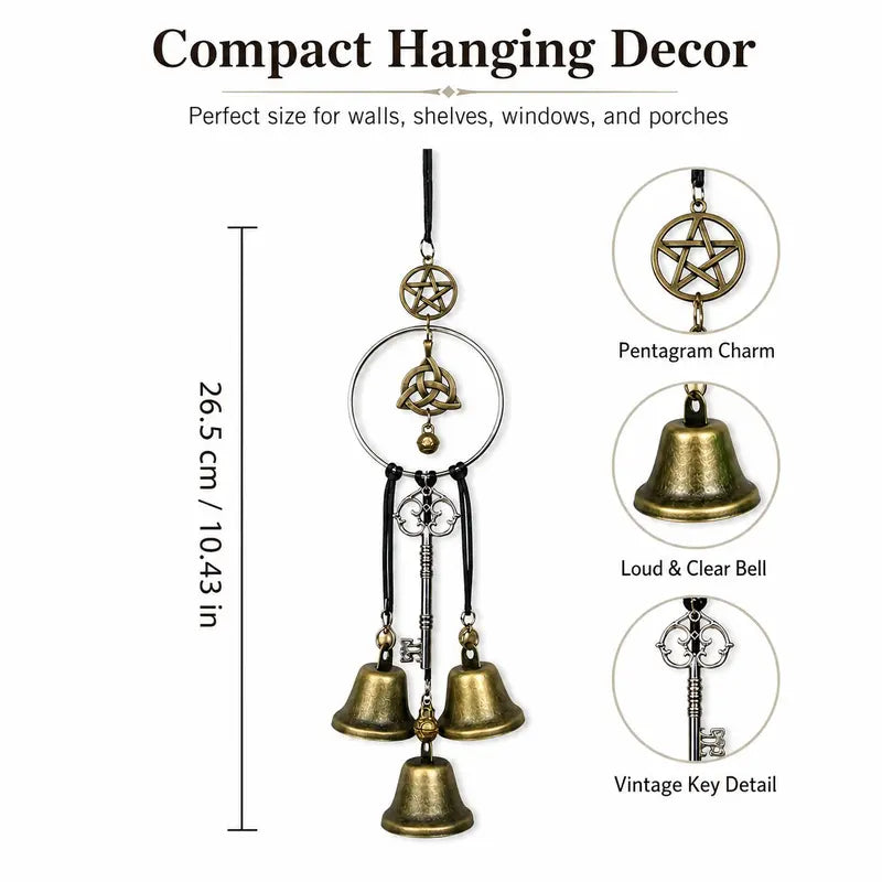 🔮 Witchy Hanging Bells – Vintage Gothic Pentagram Door Decor