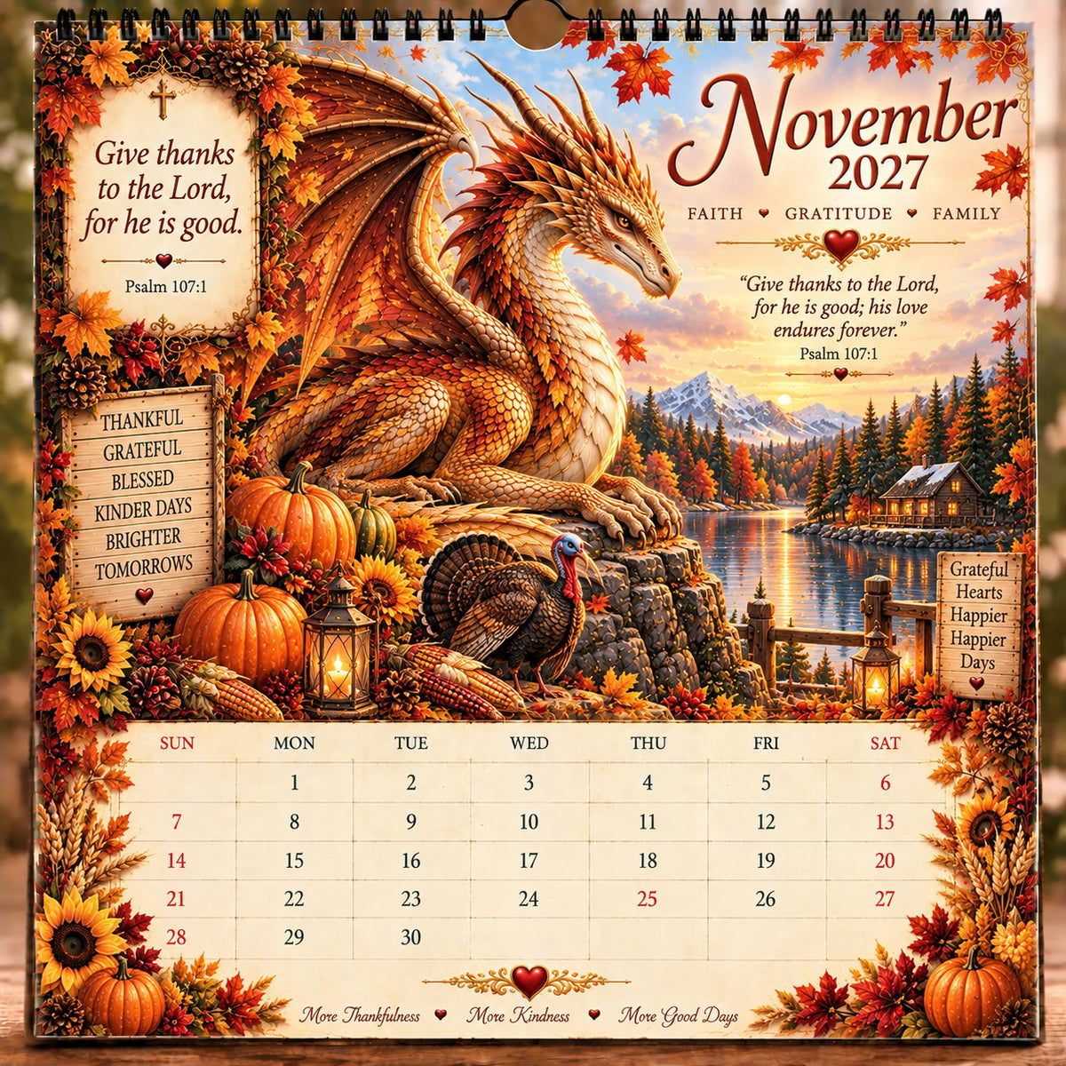 🐉📖2027 Dragon Seasons of Faith Calendar – 12 Fantasy Dragons, Scripture & Seasonal Christian Art