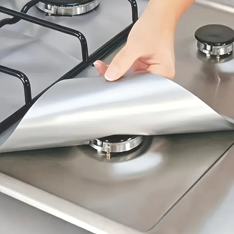 🧽4-Piece Reusable Non-Stick Gas Stove Burner Covers – Heat-Resistant & Washable