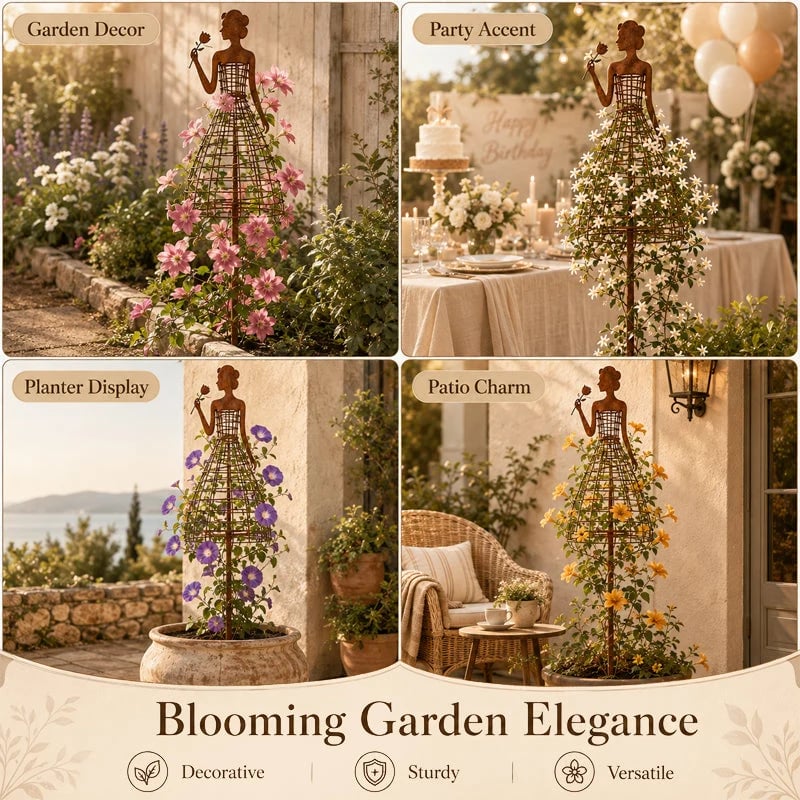🌹👗 Living Floral Lady Garden Trellis – Sculptural Climbing Frame for Roses & Vines