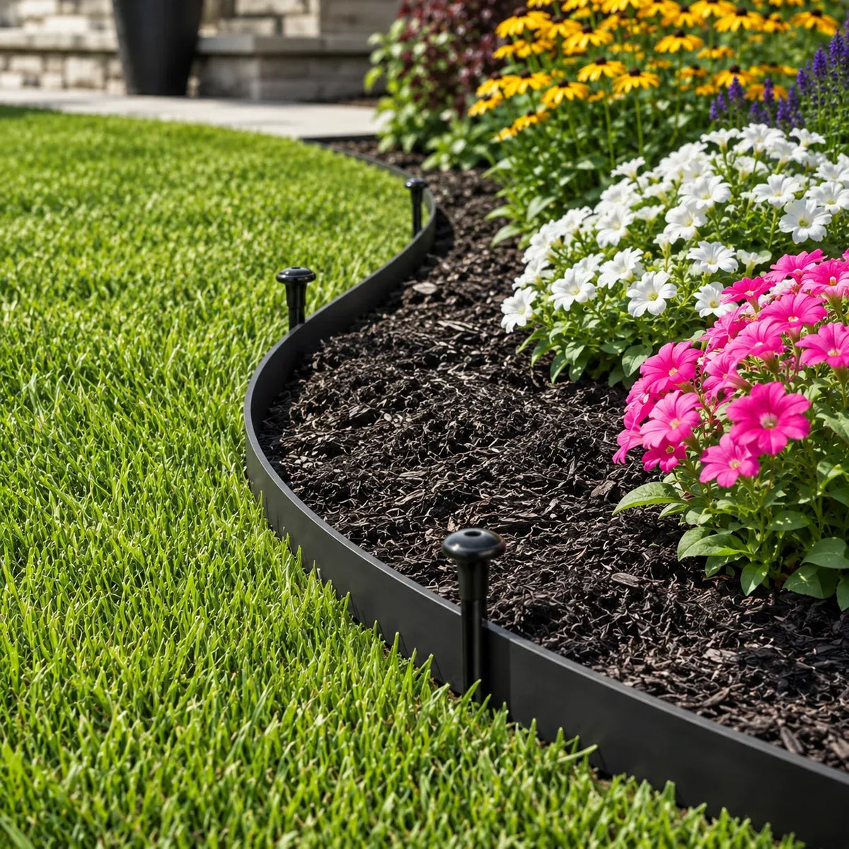 🏠🌿Instantly Upgrade Your Garden Borders — 16.5 FT No-Dig Landscape Edging Kit with 15 Stakes