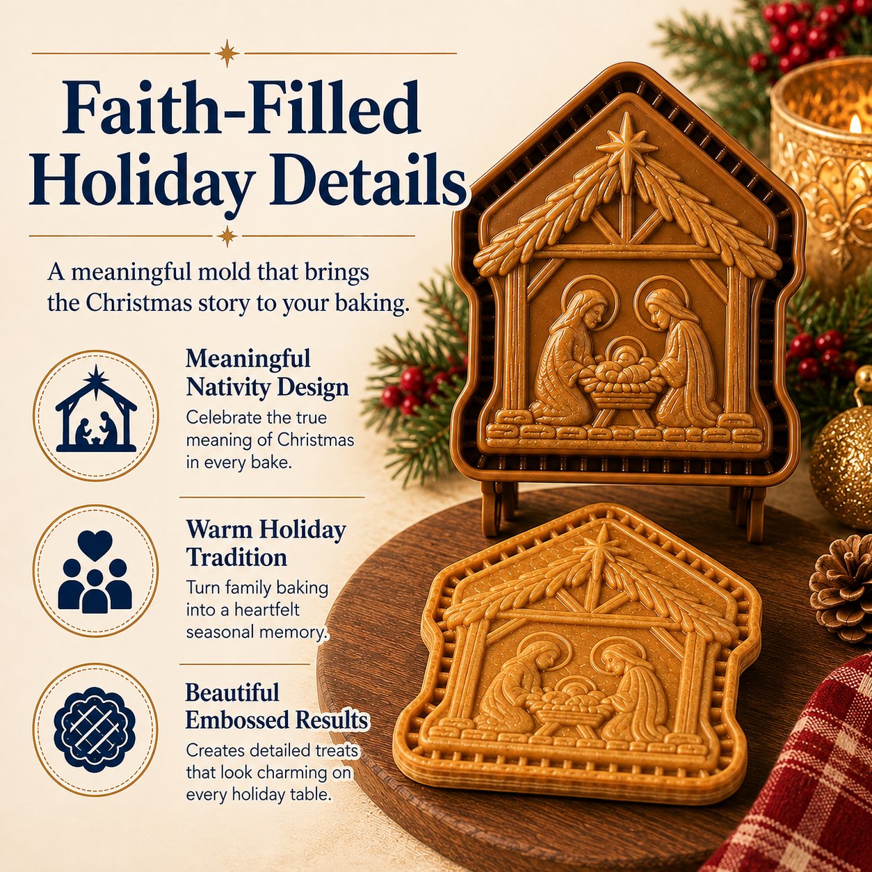 🔥LAST DAY 50% OFF - ✝️ Faith & Nativity Christmas Mini Pie Mold Collection