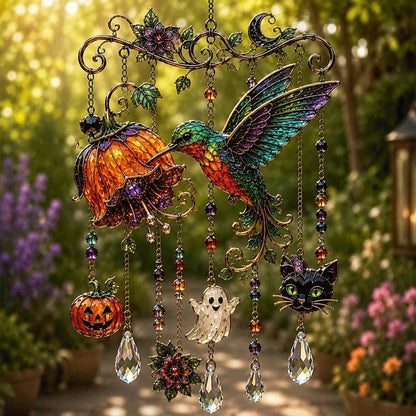 Halloween Glass Suncatcher Wind Chime