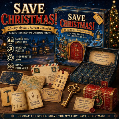 ⏳ 49% OFF – 🎁✨24-Day Mystery Adventure Advent Calendar Collection | 24 Clues, Hands-On Puzzles & One Final Reveal