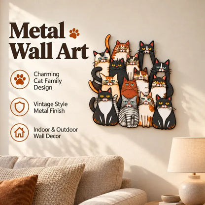 ⏰LAST DAY 50% OFF - Whimsical Cat Family Metal Wall Art😻🐾