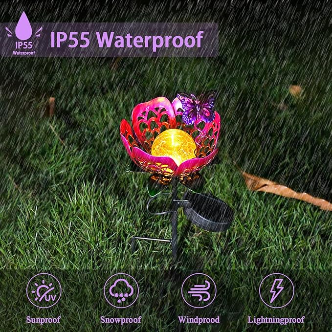 🦋Solar-powered butterfly lotus lantern
