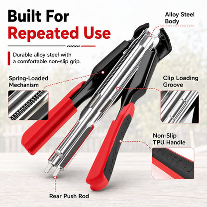 🔩 3/4" C Clip Hog Ring Pliers Kit, Heavy‑Duty Cage Clamp for Fencing, Upholstery & Sausage Casings