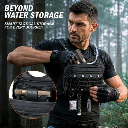 Lightweight men's hydration vest with hydration bladder, suitable for any outdoor activity.
