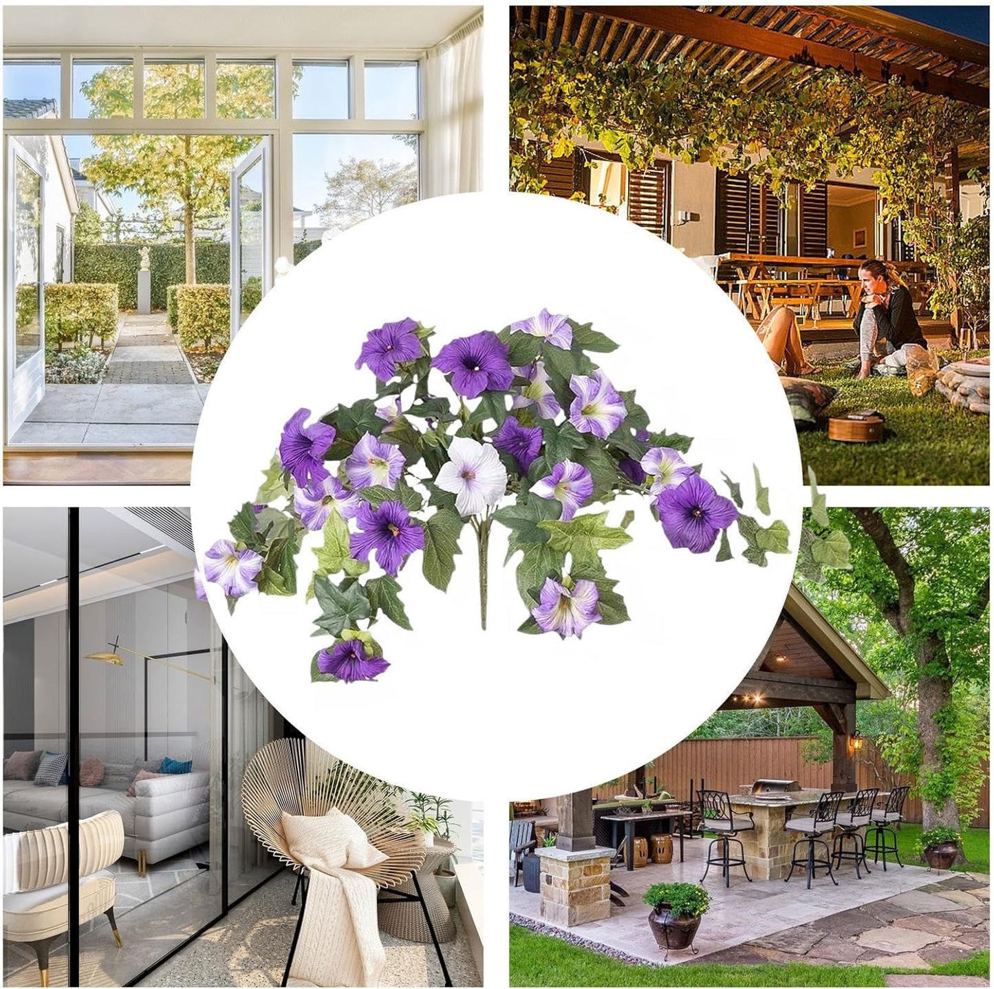 Outdoor Artificial Petunia Flowers Decor (2Pcs)