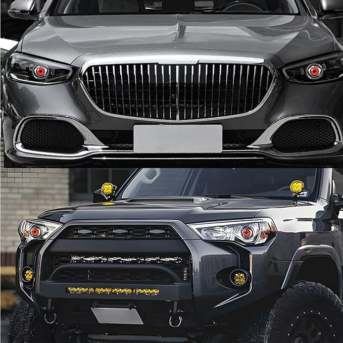 Dynamic Big Eye Ball Fog Lights, LED Adjustable Color 12v Devil Eyes with Lens Light Up Big Eyeball Lights for Car for Any Car Model