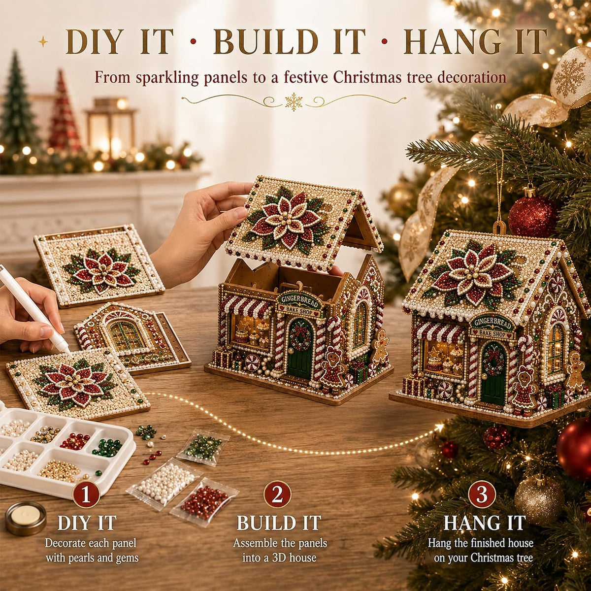 3D Christmas House Diamond Painting Kit