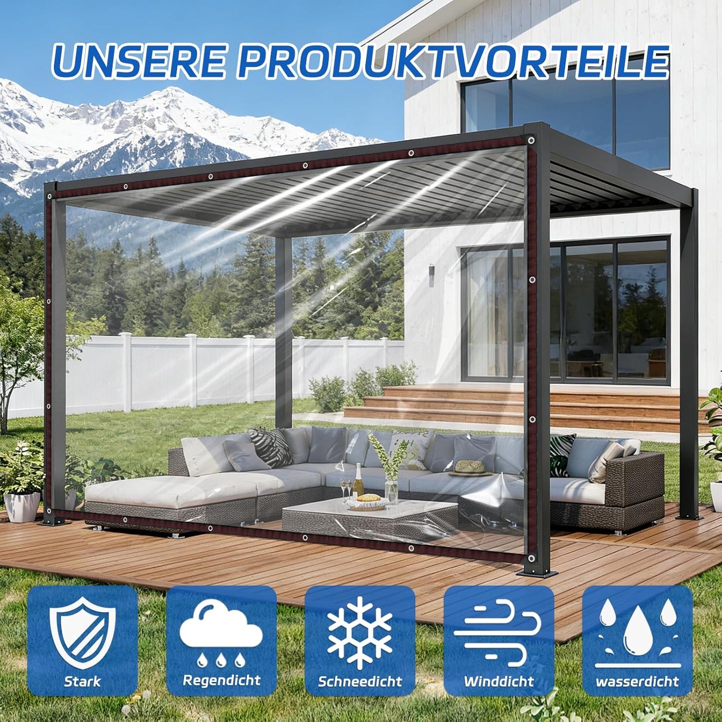 ⚡Clear Waterproof PE Tarp, Transparent Outdoor Cover with Metal Grommets