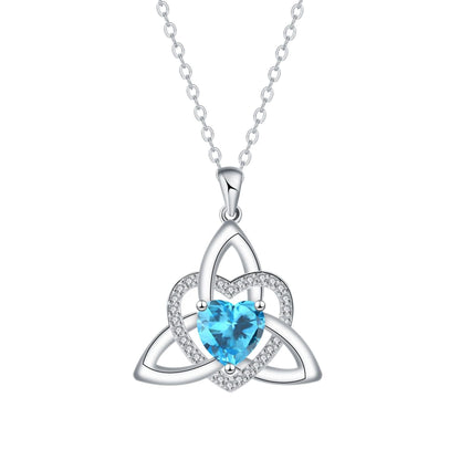 Birthstone Celtic Trinity Knot Heart Necklace✨ Heart Shape Celtic Trinity Knot Birthstone Pendant