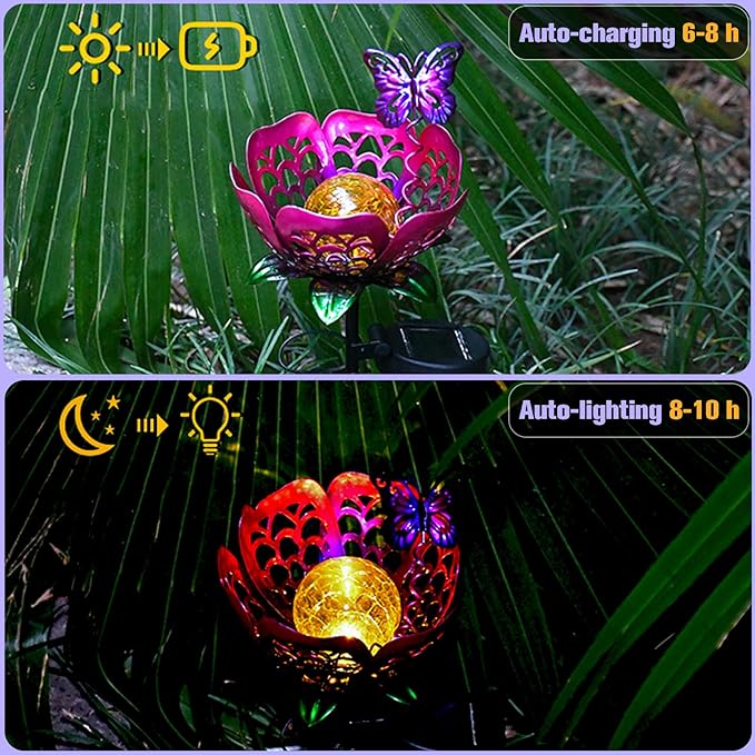 🦋Solar-powered butterfly lotus lantern