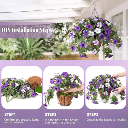 Artificial Fake Petunia Flowersfor Outdoor Decoration (2Pcs)