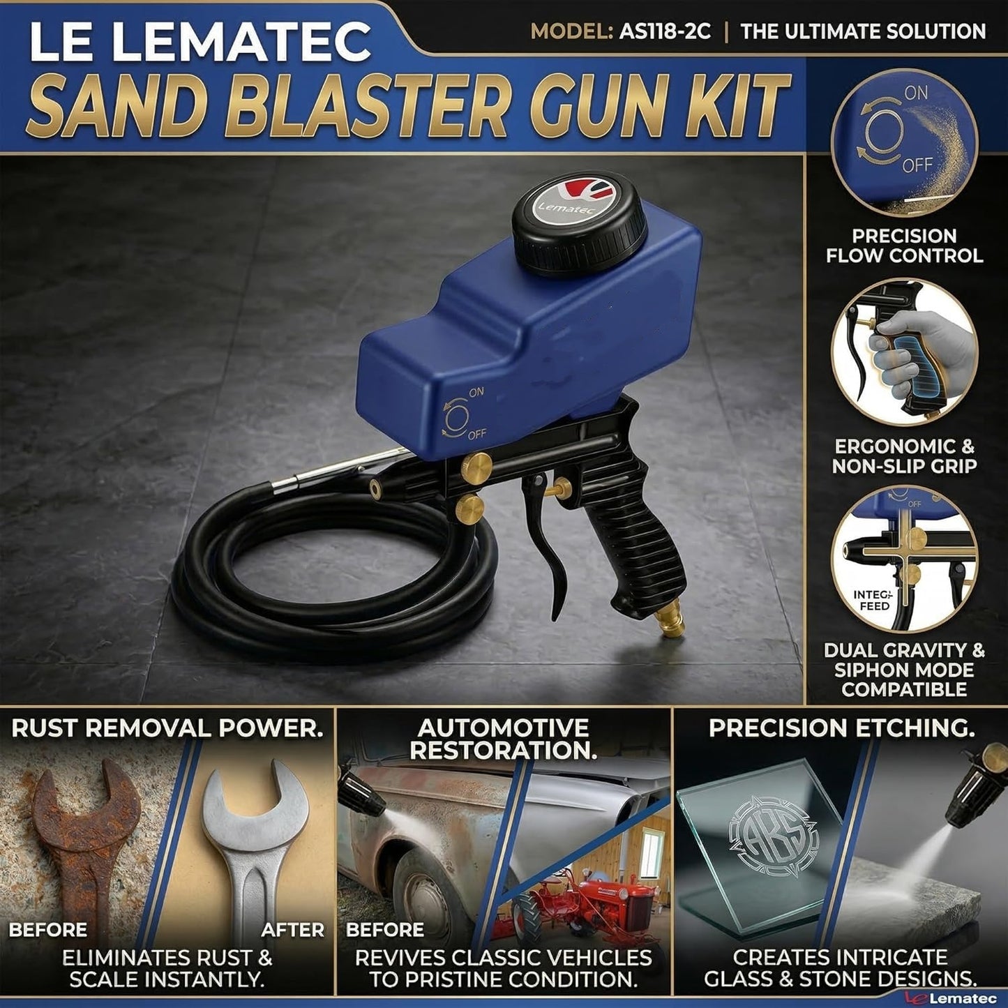 Sand Blaster Gun Kit for Air Compressor