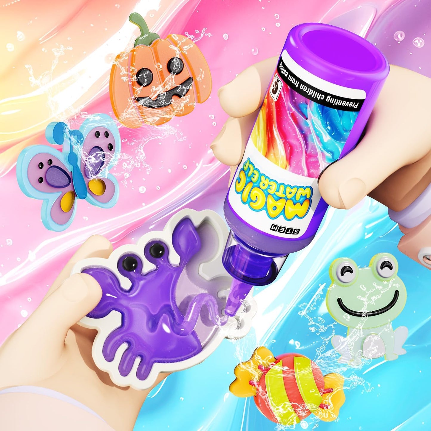 Magic Water Toy Elf Kit, Water Fairy Water Gel Kit with 12 Magic Gels, 12 Shape Molds, Fun Summer Toys Gifts Kids Birthday Party Favors(12 Colors)