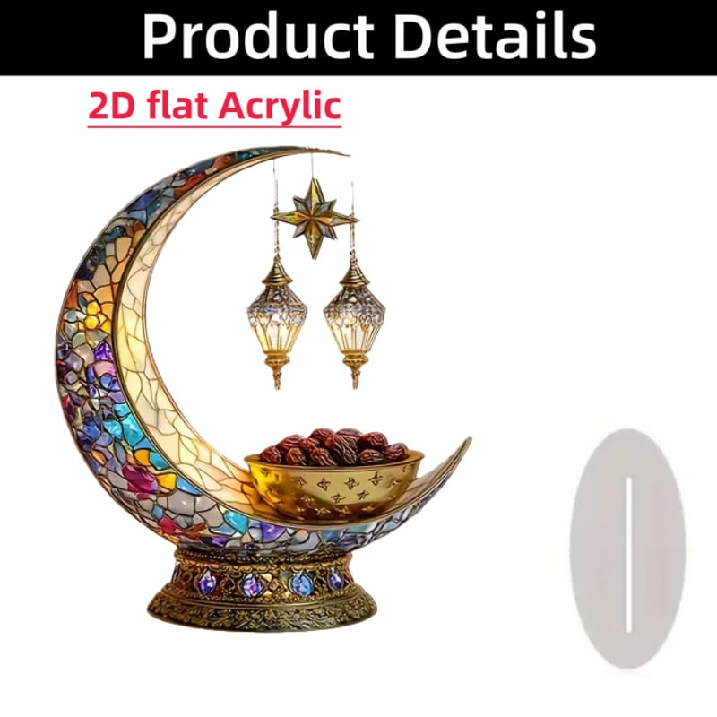 🌙Islamic Elegant Crescent Moon & Lantern Desktop Ornament(Single-sided printing and double-sided viewing)