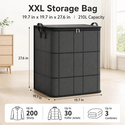 🔥Spacious Moving & Storage Bin Zippered Fabric Organizer
