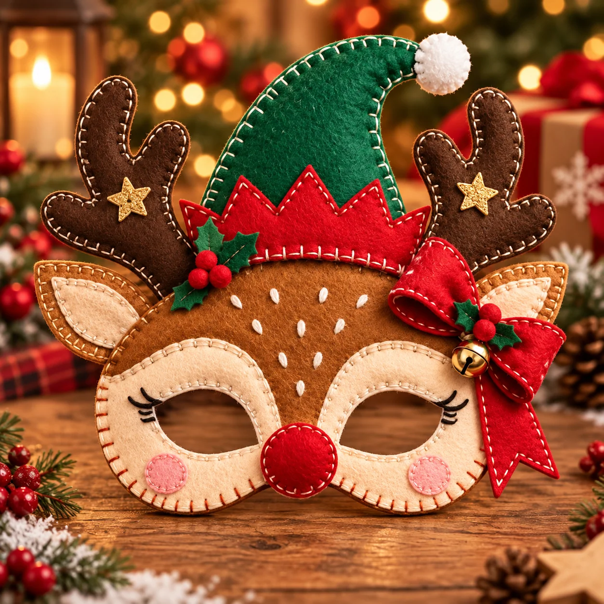 🎄 Handmade Christmas Felt Masks | Cute Holiday Party Costumes & Festive Dress-Up Accessories