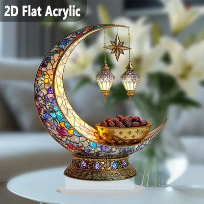 🌙Islamic Elegant Crescent Moon & Lantern Desktop Ornament(Single-sided printing and double-sided viewing)