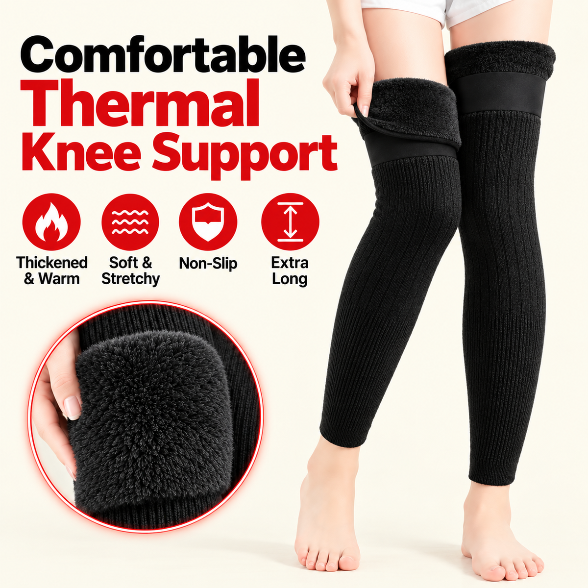 Fleece-Lined Long Knee & Leg Warmers for Women