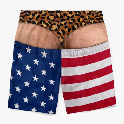 Funny Patriotic Men Swim Trunks - Personalized Birthday Gifts For Husband, Son, Grandson, Brother, Grandpa, Dad, Yourself - Warning Wide Load