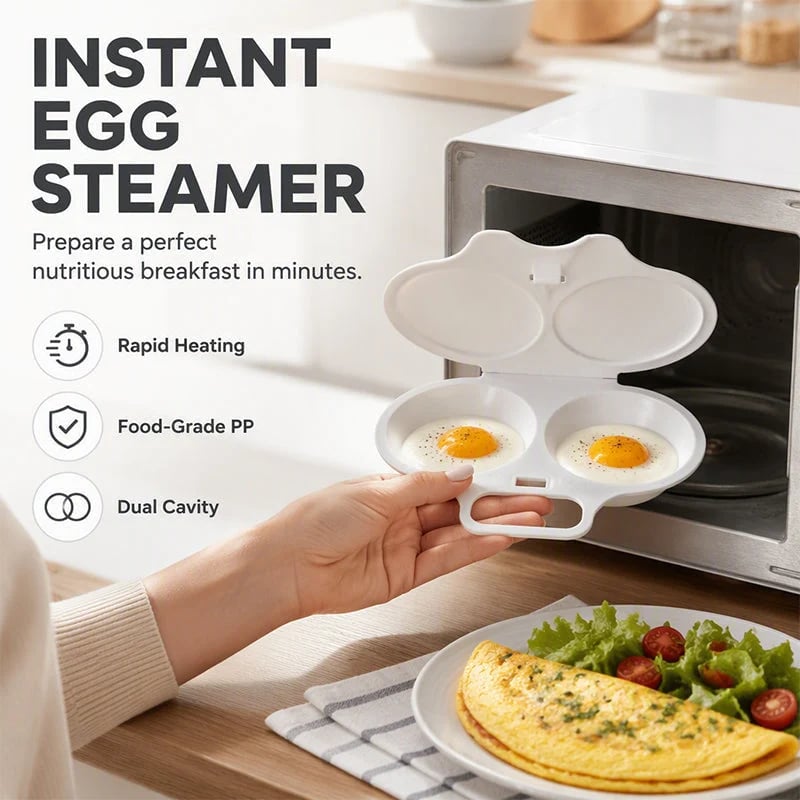 🥳2026 HOT SALE🥳💞50K+ SOLD! 🥗🎁 49% OFF! Microwave Egg Poacher——Dual‑cavity, non‑stick & easy clean. Healthier than frying – stock up & save! 🏠✅