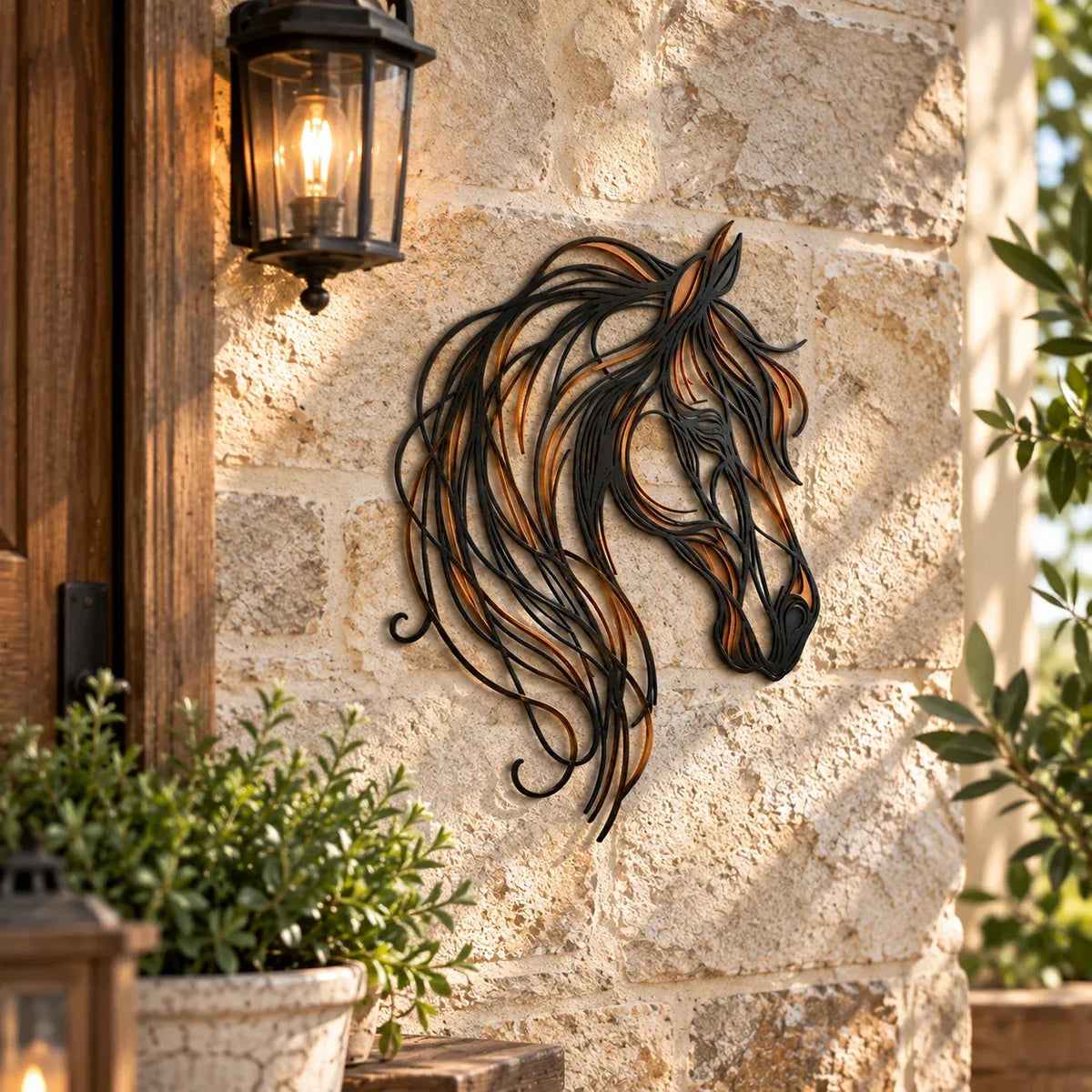 🐎Openwork metal wall art featuring a horse’s head