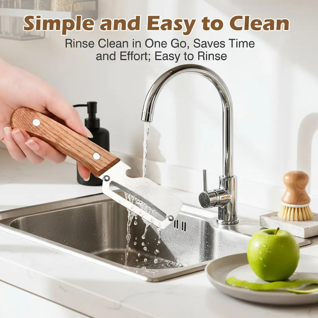 🔥WOVERSSY®Wooden-Handled Stainless Steel Sharp Peeler with Built