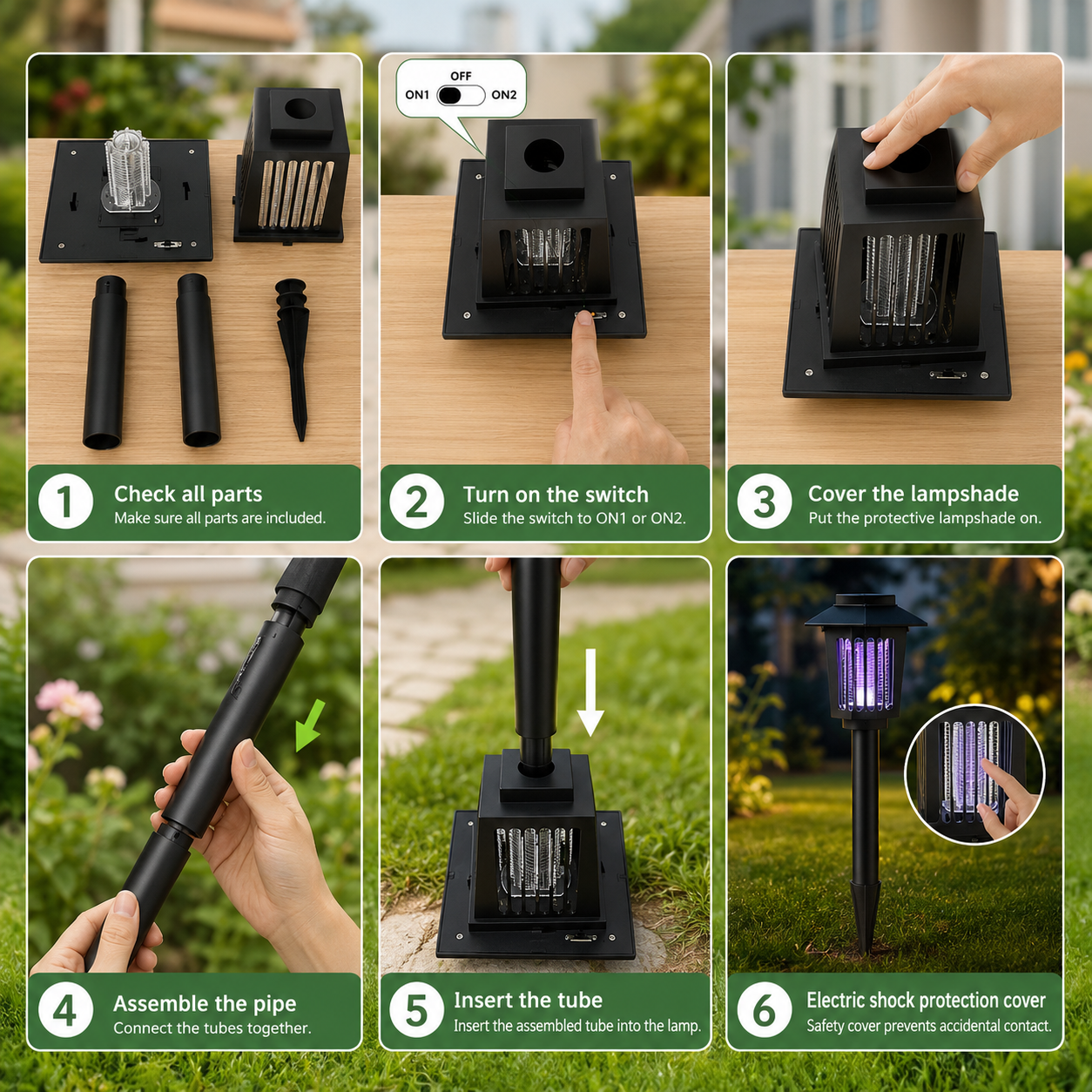 Outdoor Solar LED Mosquito Killer Garden Lamp - Best Stinger for Mosquitoes/Moths/Flies
