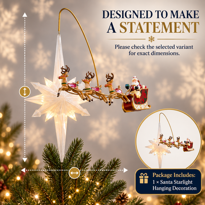 🎅✨ Santa’s Starlight Journey – Lighted Flying Sleigh Christmas Tree Topper