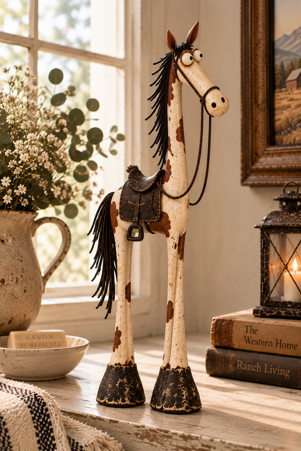 🤠🐴 Whimsical Western Cowboy & Horse Figurine Duo 🌵