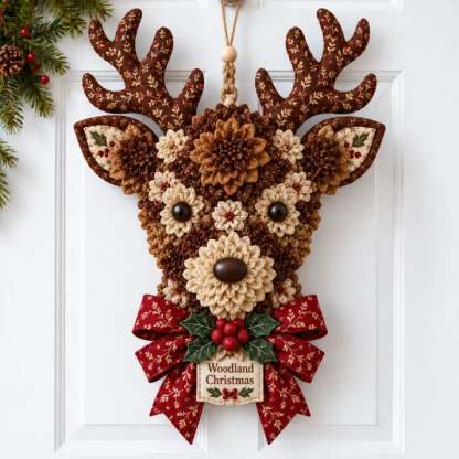 🎄✨Christmas Fabric Flower Door Hanging DIY Kit – Layered Holiday Décor