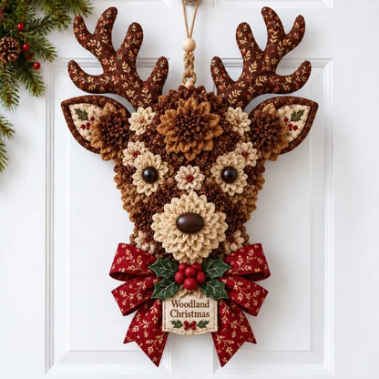 🎄✨Christmas Fabric Flower Door Hanging DIY Kit – Layered Holiday Décor