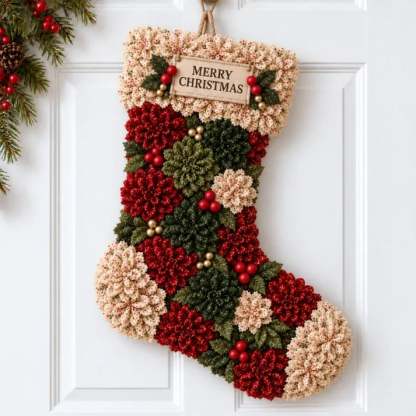 🎄✨Christmas Fabric Flower Door Hanging DIY Kit – Layered Holiday Décor