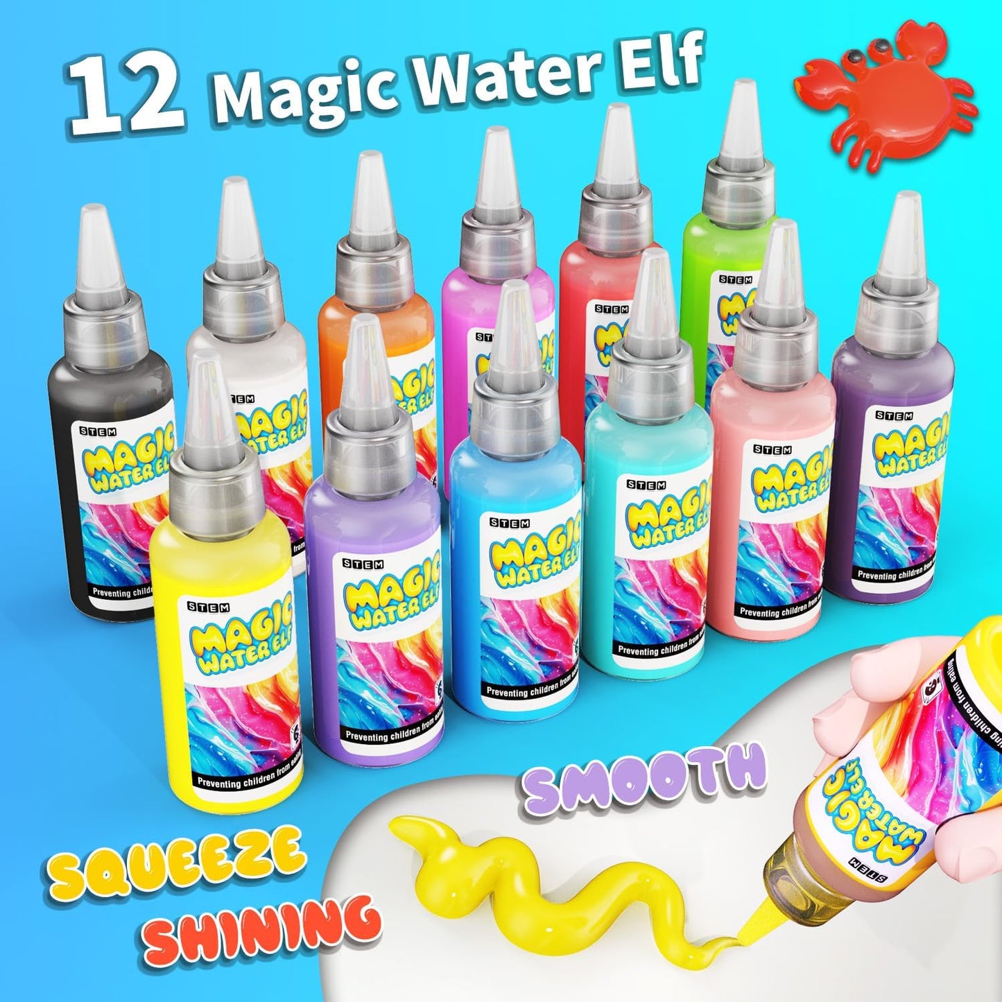 Magic Water Toy Elf Kit, Water Fairy Water Gel Kit with 12 Magic Gels, 12 Shape Molds, Fun Summer Toys Gifts Kids Birthday Party Favors(12 Colors)