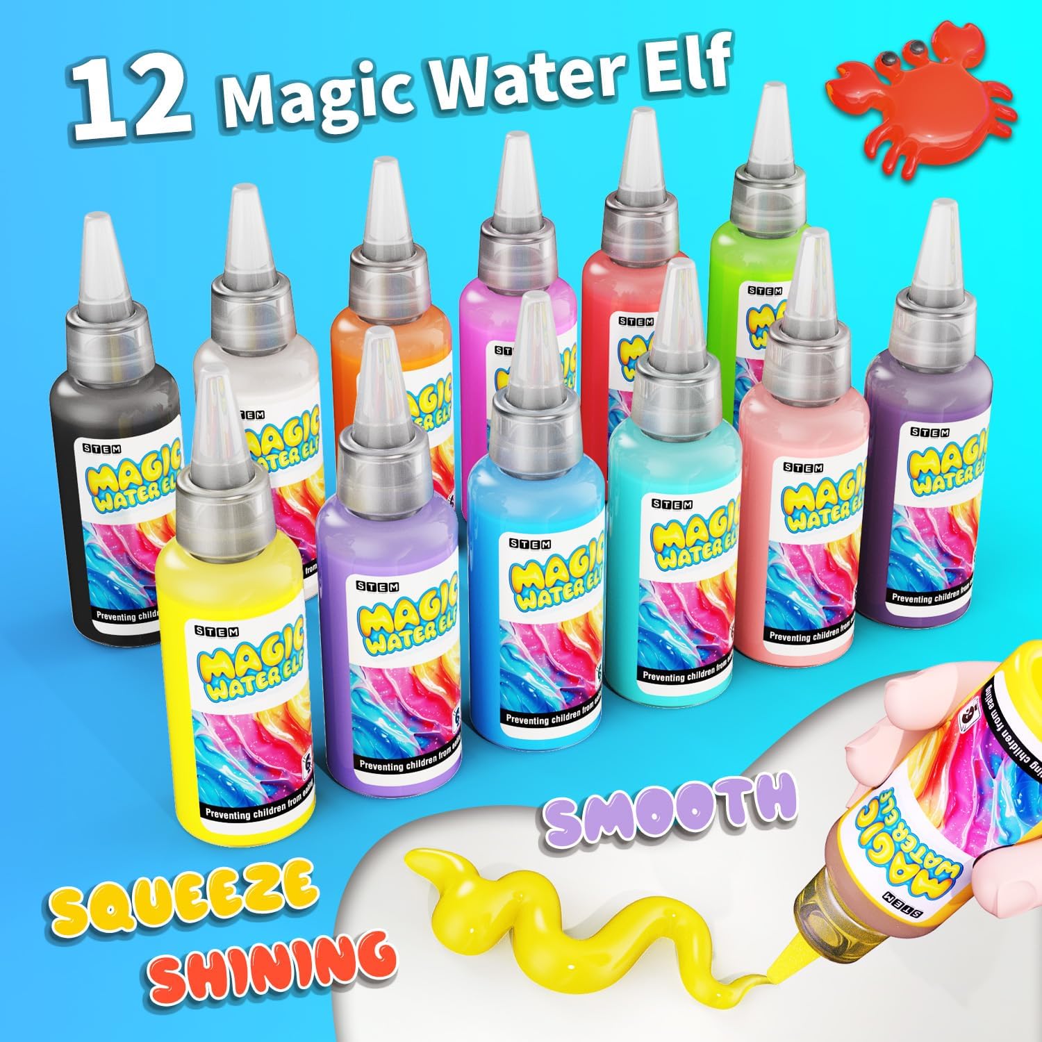 Magic Water Toy Elf Kit, Water Fairy Water Gel Kit with 12 Magic Gels, 12 Shape Molds, Fun Summer Toys Gifts Kids Birthday Party Favors(12 Colors)
