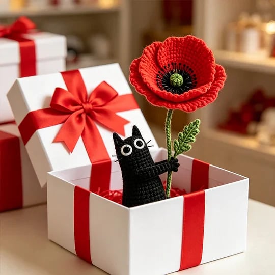 🔥HOT SALE 49% OFF🔥Unisex Memorial Day Poppy Cat Handcrafted Keepsake