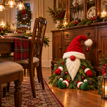 Sitting Christmas Evergreen Gnome Decor