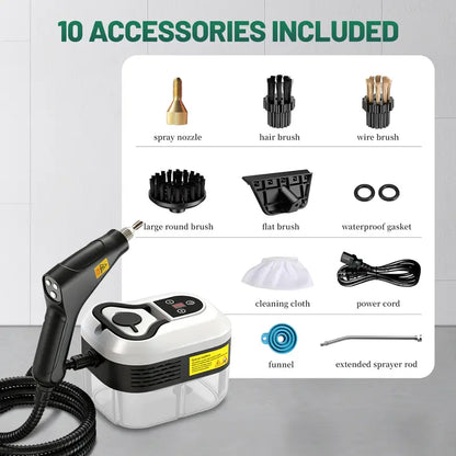 💨 Portable Handheld Steam Cleaner – 10 Accessories 🛠️, Adjustable Levels ⚙️, Fast Heat-Up 🔥 – For Kitchen 🍳, Bathroom 🚿, Tile 🧱 & Car 🚗