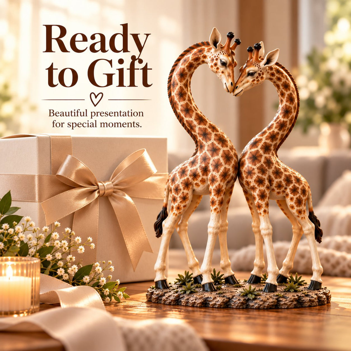 💕🎁Better Together – Giraffe Heart Sculpture 🦒♡🦒