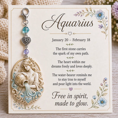 ⏳ Last Day 49% OFF – Buy 3 Get 1 FREE（4 PCS）🌙12 Zodiac Birthstone Charm Keepsake Card Collection | Zodiac Pendant, Birthstone-Inspired Crystal Beads, Heart Charm & Floral Affirmation Card Included ✨