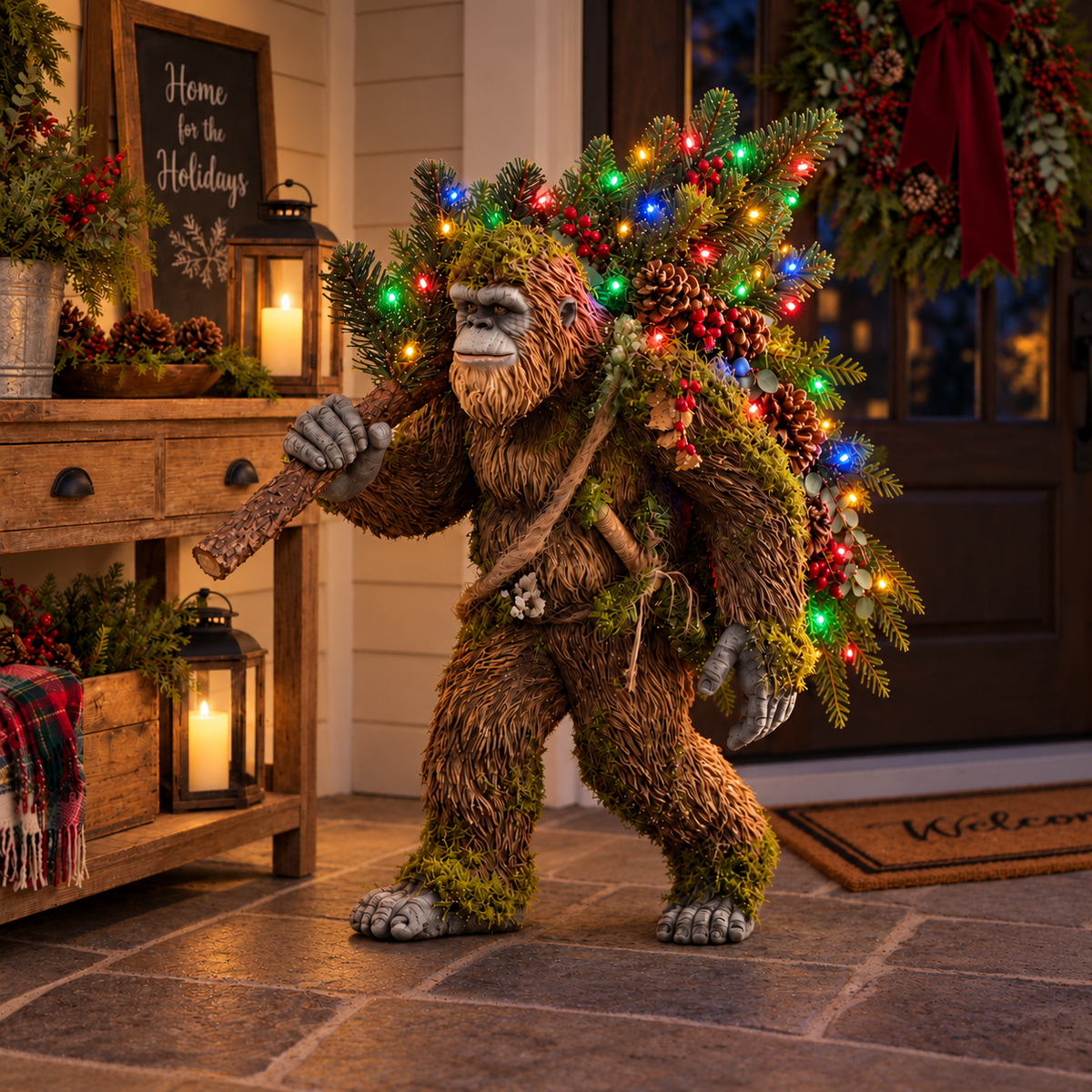 🎄 Woodland Bigfoot – Lighted Christmas Porch Decor